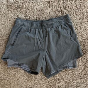 Fair Harbor Gray Athletic Shorts with Dual-Layer Design and Elastic Waistband